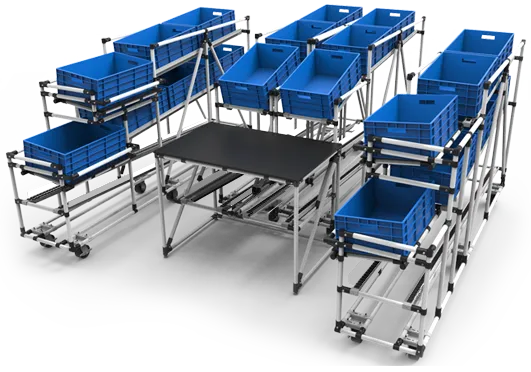 Racks d'approvisionnement tubulaire lean.