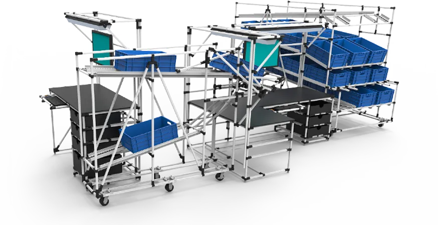 Flow racks approvisionnement en tubes.